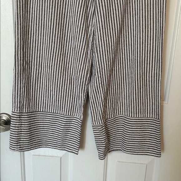 Moon river brown white striped wide leg crop belted pant small linen and viscose - Picture 2 of 6